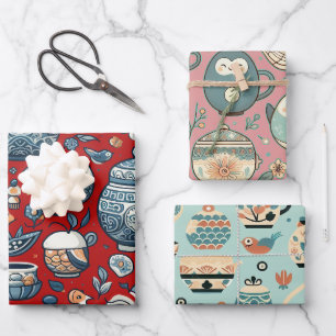 Chinesische Keramik Geschenkpapier Set