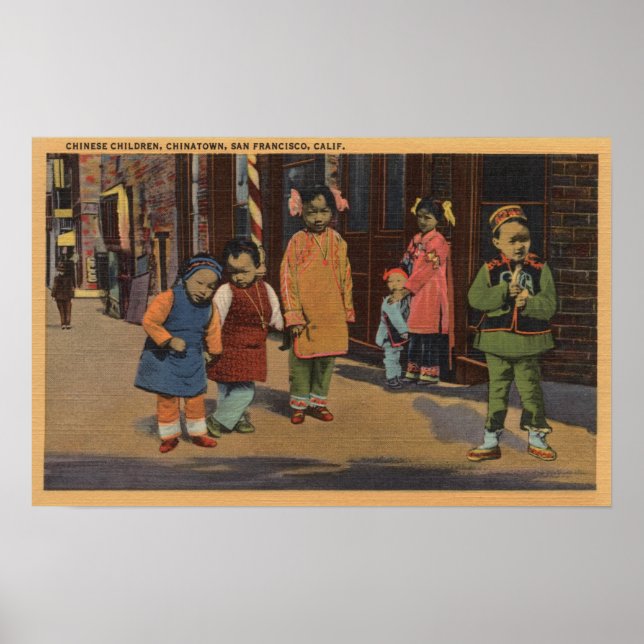 Chinesische Kinder in Chinatown - San Francisco, C Poster (Vorne)