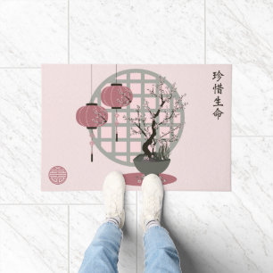 Chinesische Kirschblüte Bonsai Kunst "Cherish life Fußmatte