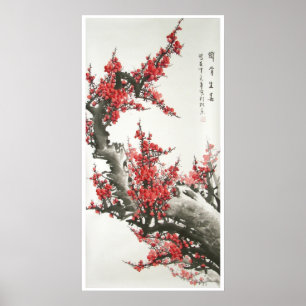 Chinesische Kirschblüten-Malerei (digitaler Druck) Poster