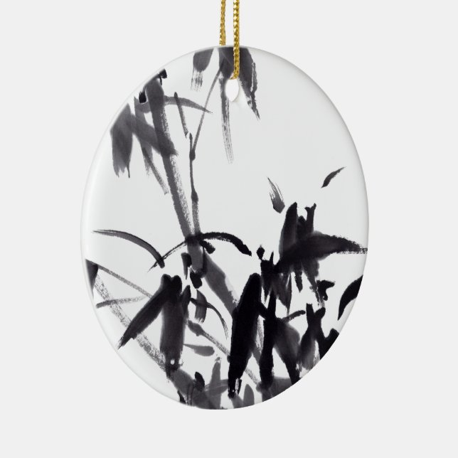 Chinesische Kunst mit Bambusmalerei Keramik Ornament (Rechts)