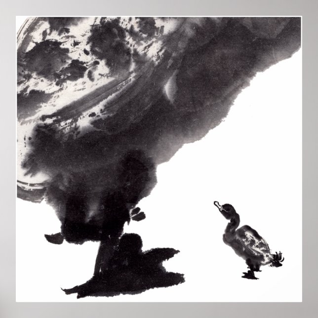 Chinesische Kunst mit Entenmotiv Poster (Vorne)