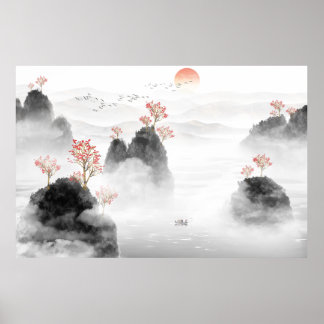Chinesische künstlerische Konzeption Tinte Malerei Poster
