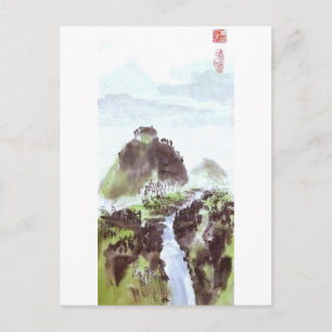 Chinesische Landschaft Bergflusstal Postkarte
