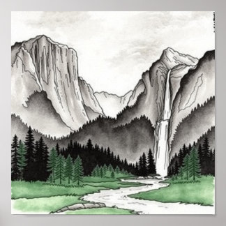 Chinesische Landschaft Zeichnend Poster