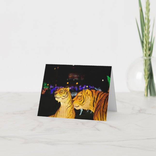 Chinesische Laterne Art Tigers Note Card (Vorderseite)