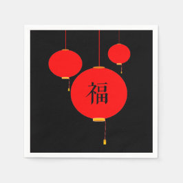Chinesische Laternen Glückssymbol Abendessen Party Serviette
