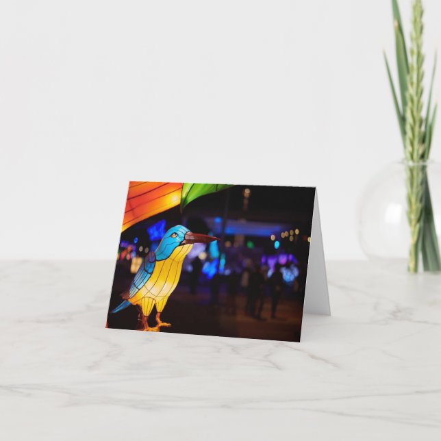 Chinesische Laternenart Bluebird Notecard (Vorderseite)