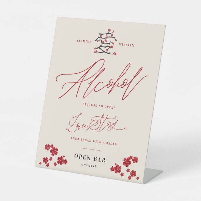 Chinesische Liebe Kirsche Blüten Alkohol Liebe Ges Sockelschild (Vorderseite)