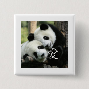 Chinesische liebende kleine große Pandas Button