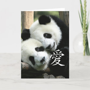 Chinesische liebende kleine große Pandas Karte