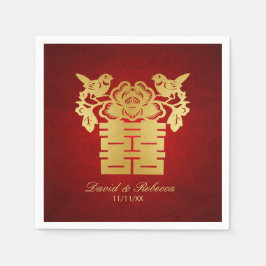 Chinesische Liebesvögel Doppelglückssymbol Serviette