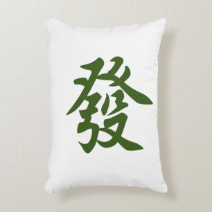 Chinesische Mahjong-Kachel Jade Grün   Grüner Drac Dekokissen