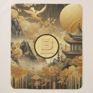 Chinesische Malerei Faux Golden Tropf Monogramm Sherpadecke