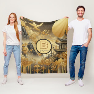Chinesische Malerei Imitate Golden Dripping Mit Mo Fleecedecke