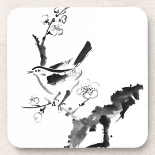 Chinesische Malerei, Pflaumenblüte und Vogel Untersetzer