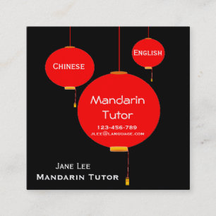 Chinesische Mandarinen-Tutorsprachlehrer Quadratische Visitenkarte