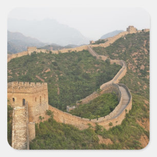 Chinesische Mauer bei Jinshanling, China, Asien Quadratischer Aufkleber
