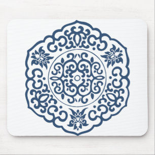 Chinesische Medaillonblau Mousepad
