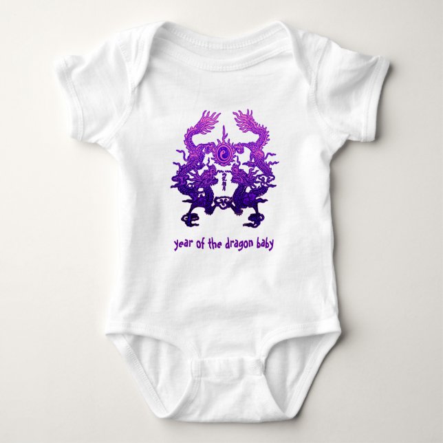 CHINESISCHE NEUES JAHR lila Drachen Baby Strampler (Vorderseite)
