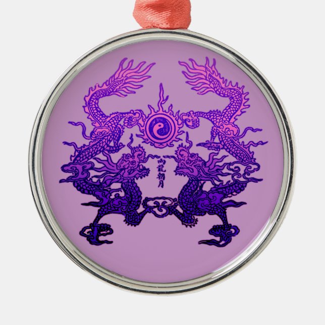 CHINESISCHE NEUES JAHR lila Drachen Ornament Aus Metall (Vorne)