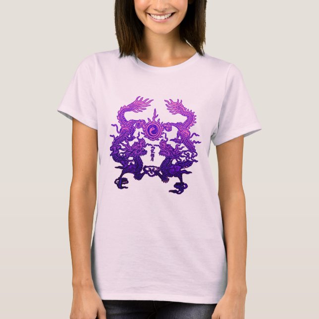 CHINESISCHE NEUES JAHR lila Drachen T-Shirt (Vorderseite)