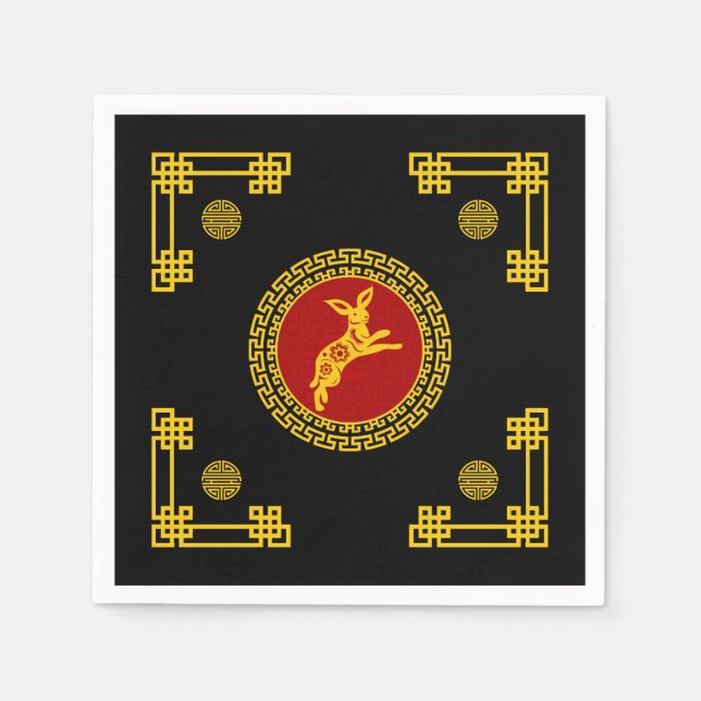 Chinesische Neujahrshändlerin Rot & Gold Serviette (Vorderseite)