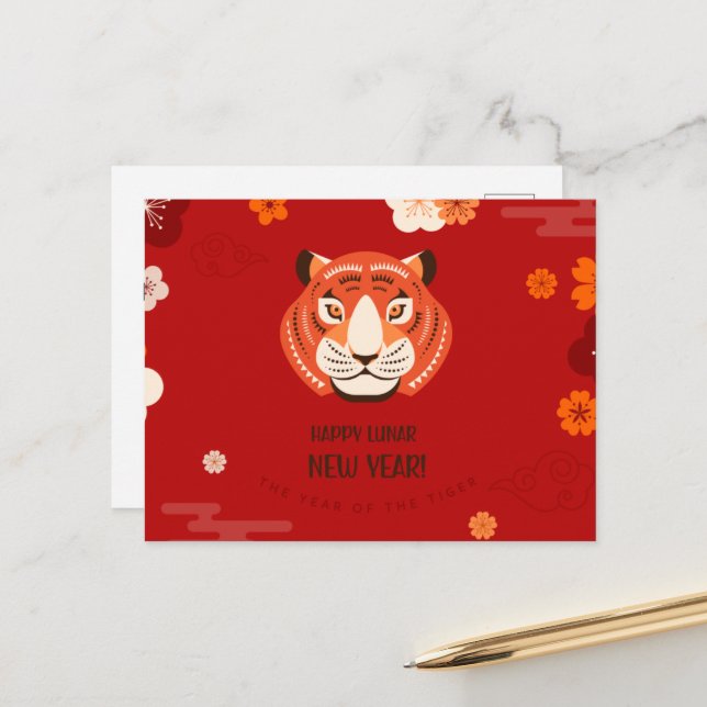 Chinesische Neujahrskarte 2022 Postkarte (Vorderseite/Rückseite Beispiel)