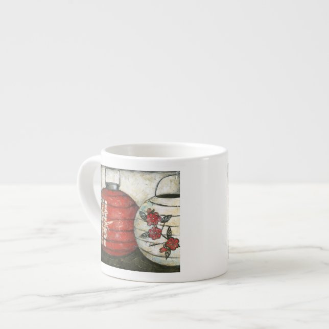 Chinesische Neujahrslinien mit Blumendruck Espressotasse (Vorderseite Links)