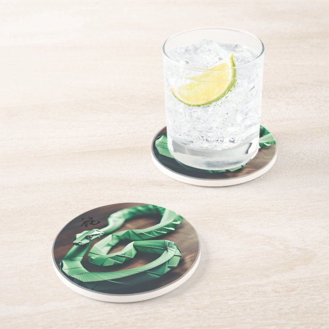 Chinesische Neujahrsschlange Green Zodiac Birthday Getränkeuntersetzer (Seite)