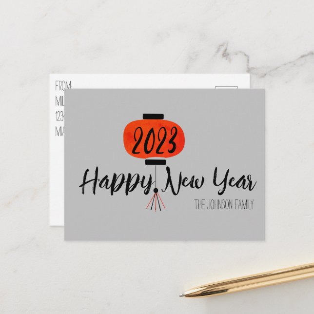 Chinesische Neujahrsschlangen Postkarte (Vorderseite/Rückseite Beispiel)