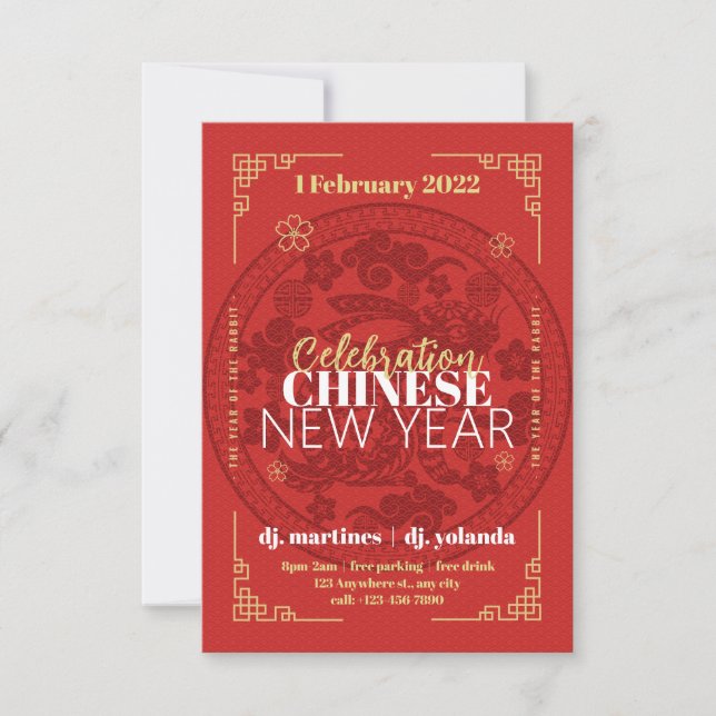 Chinesische Neujahrsveranstaltung - Party Einladun Einladung (Vorderseite)