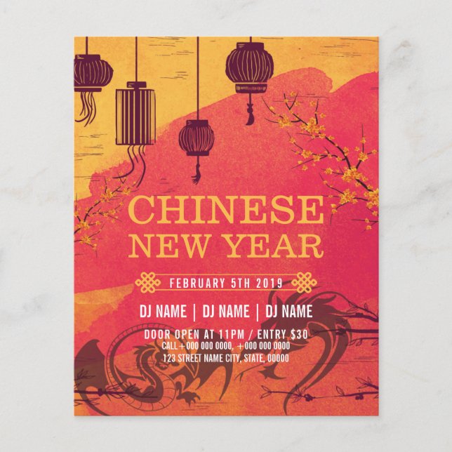 Chinesische Neujahrsveranstaltung - Party Einladun Flyer (Vorne)