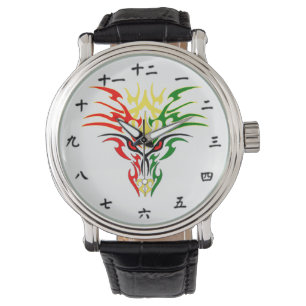 Chinesische Nummer und jamaikanisches Drachendesig Armbanduhr