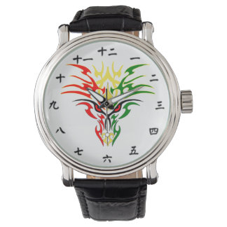 Chinesische Nummer und jamaikanisches Drachendesig Armbanduhr