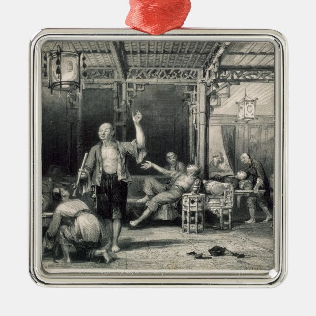 Chinesische Opium-Raucher, 'von der China in einer Ornament Aus Metall (Vorne)