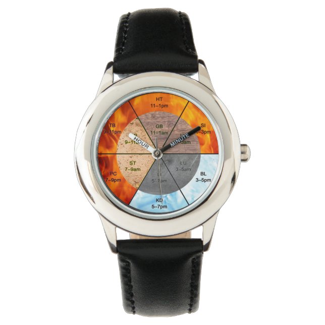 Chinesische Orgeluhr-Meridiane Akupunkturelemente Armbanduhr (Vorderseite)