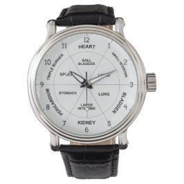Chinesische Orgeluhr - TCM Body Clock Schwarz/Weiß Armbanduhr
