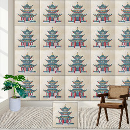 Chinesische Pagode Chinoiserie Tempel Kunst Fliese