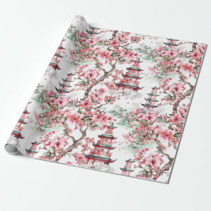 Chinesische Pagode - Kirschblüten (10) Geschenkpapier