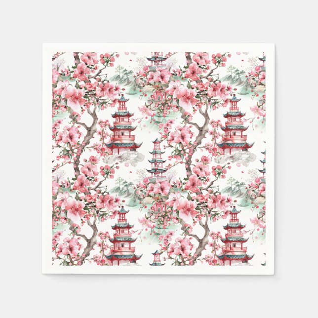 Chinesische Pagode - Kirschblüten (10) Serviette (Vorderseite)