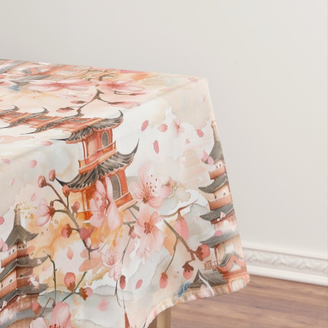 Chinesische Pagode mit Kirschblüten (1) Tischdecke (Beispiel)