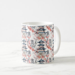 Chinesische Pagode mit Kirschblüten (4) Kaffeetasse