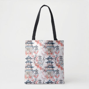 Chinesische Pagode mit Kirschblüten (4) Tasche