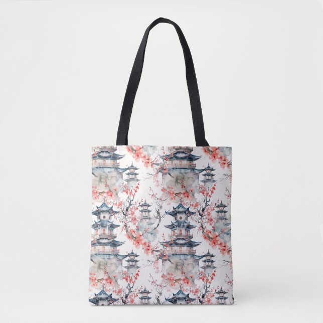 Chinesische Pagode mit Kirschblüten (4) Tasche (Vorderseite)