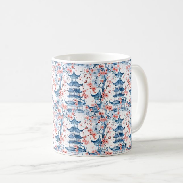 Chinesische Pagode mit Kirschblüten (5) Kaffeetasse (VorderseiteRechts)