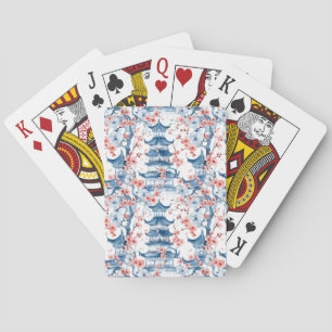 Chinesische Pagode mit Kirschblüten (5) Spielkarten