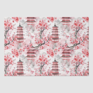 Chinesische Pagode mit Kirschblüten (9) Seidenpapier
