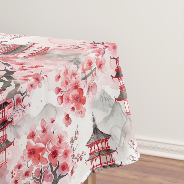 Chinesische Pagode mit Kirschblüten (9) Tischdecke (Beispiel)