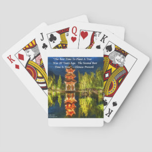 Chinesische Pagode und Natursprichwort Spielkarten